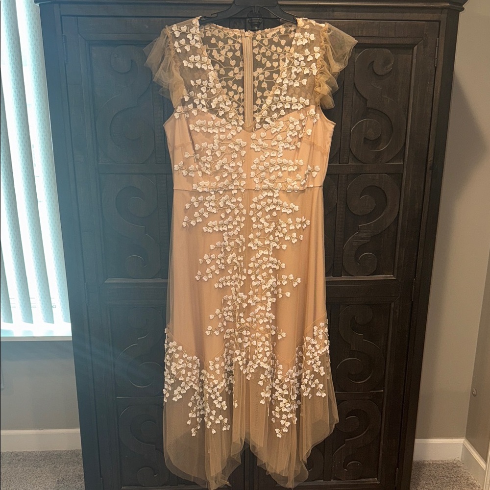 Alex Marie Cream and White Asymmetrical Dress